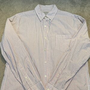 J. Crew Men's Checkered Shirt - Red and White (Men’s medium)